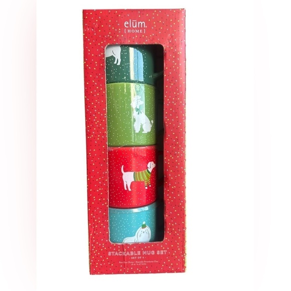 Elum Other - Elum Home Set of 4 Stacking Winter/Christmas Dog Coffee/Cocoa Mugs​​​​​​